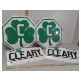 4 metal Cleary building signs