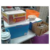 Cooler, got jug, canning jars, collector