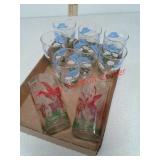 9 vintage drinking glasses