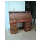 Solid wood roll top desk - approx 48" wide x 46"