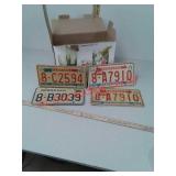 Several Nebraska license plates in box