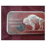 One troy ounce 999 fine silver bar