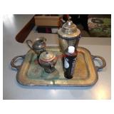 4 PC SILVER TEA SET + CLEANER