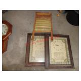 ANTIQUE WASHBOARD & CLOCKS