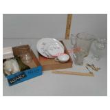 Heavy glass pitcher, China and more