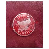 > One troy ounce 999 fine silver round sunshine
