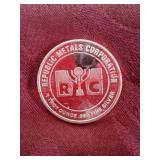 > One troy ounce 999 fine silver round Republic