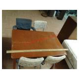 Wood table with leaf and 4 chairs