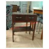 Antique 2 drawer wood side table