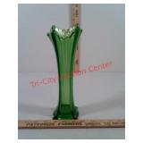 green glassware long stem vase