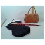 Leather tooled purse handbag and wallet,
