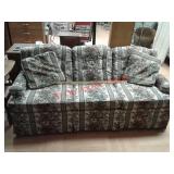 Upholstered sofa couch & throw pillows, by