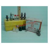 Salt & pepper shakers, vintage TV converter and