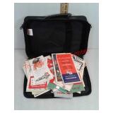 Travel bag full of vintage road maps