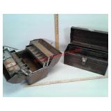 2 vintage metal tool / tackle boxes