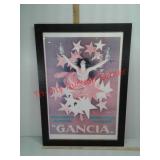 Framed Gancia advertising poster - approx 40" x