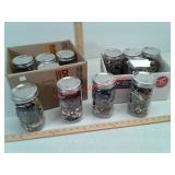 12 canning jars full of costume jewelry for