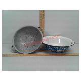 Enamel colander and Bowl
