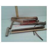 2 vintage bicycle tire air pumps, small tow strap