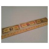 3 gold foil polymer bills - $2, $5, $50