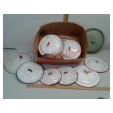 Various vintage enamel pot lids