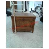 Heavy wood end table with storage cubby