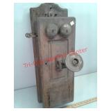 Antique oak cabinet Kellogg telephone phone with