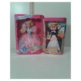 Birthday Barbie and colonial Barbie dolls