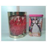 Happy holidays Barbie and Pilgrim Barbie dolls
