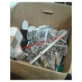 Large box containing several various doll stands