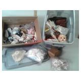 18 gallon storage tote full of doll parts and
