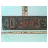 Vintage license plate, Kansas 1935