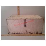 White chippy paint wood box with horse tack