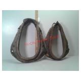 2 old leather horse collars