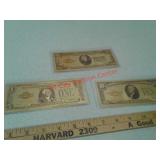 $1 $10 and $20 gold polymer bills novelty
