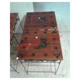 > set of two vintage stenciled cowboy boot end