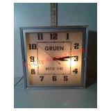 Vintage Gruen watch time clock with light,