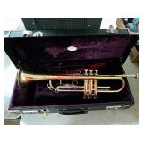 Conn trumpet band instrument in case