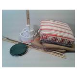 Lot of seat cushions, Parts Bin, bird feeder and