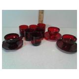 Red glass lot of 6 Anchor Hocking Newport "On The