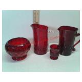 2 Silver Dollar City red glass ornate design