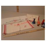 Blue slag glass Bugsy clown, owl bell,