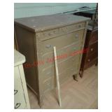 > 6 drawer antique wood dresser on casters