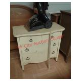 > Antique 4 drawer Serpentine front wood dresser