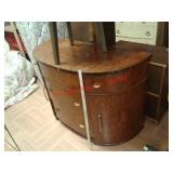 > Vintage round front dresser with round mirror