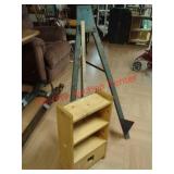 > metal easel and small wood Shelf