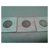 Silver quarters coins, various years, 1937, 1954,