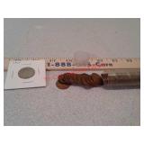 50 wheat pennies and 1 V cents Nickel currency