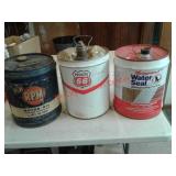 RPM Motor Oil Can full, Phillip 66 empty can and