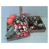 Two boxes of fishing items, line, bobbers and